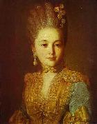 Fyodor Rokotov Portrait of an Unknown Woman in a Blue Dress with Yellow Trimmings china oil painting artist